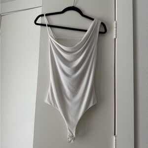 Le Lis White Asymmetrical Bodysuit